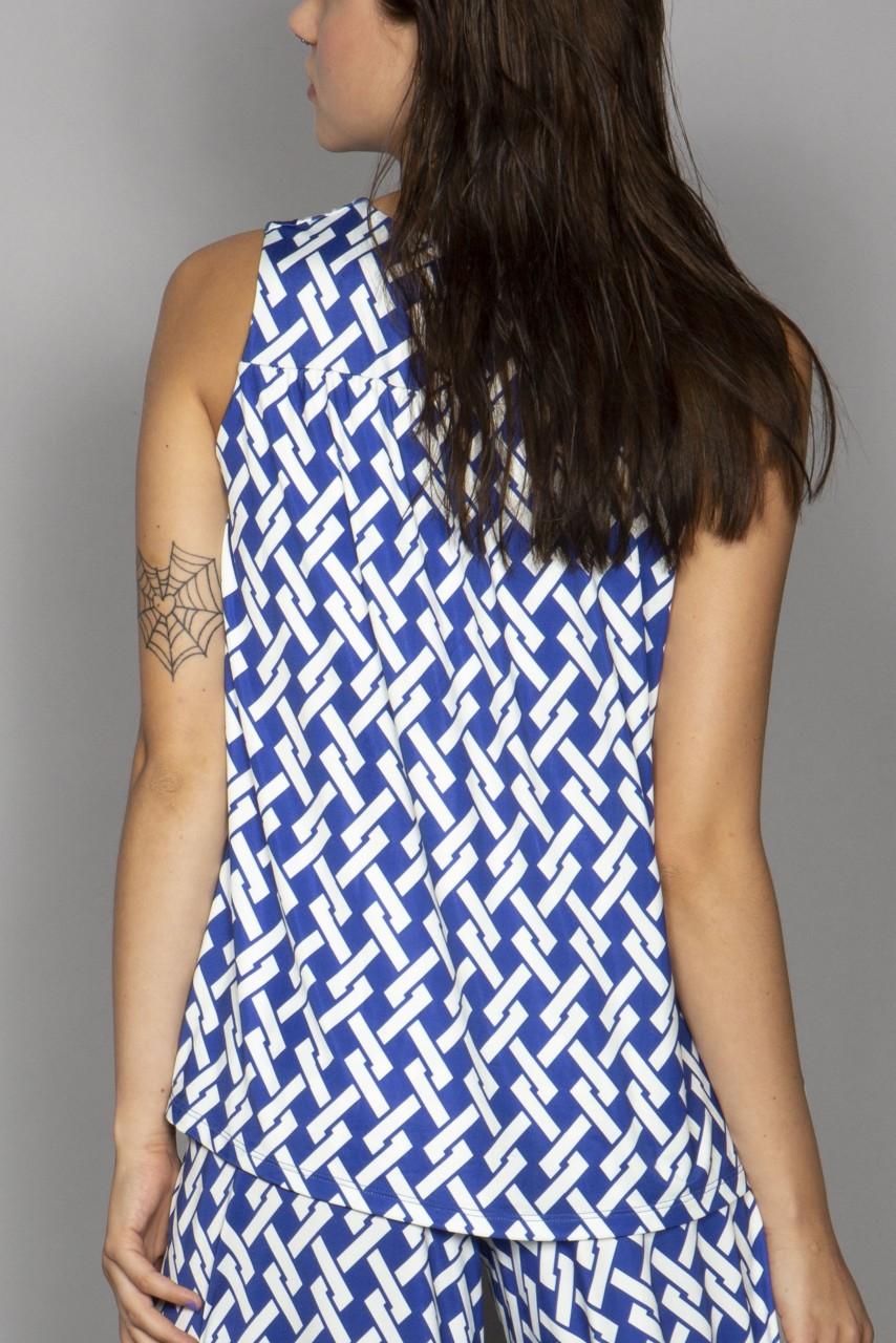 Marivie Superduper geometric lines blue Oberteil Letzte 2 Tage
