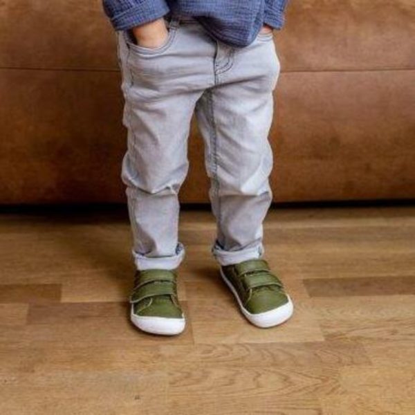 Pololo Barfuss Sneaker Leder olivegrün Blitzangebot