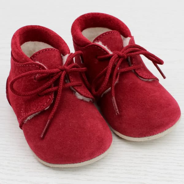 Pololo Für die ersten Schritte – “Porto” der Barfuß Kleinkindschuh Wollgefüttert Rot Begrenzte Freigabe