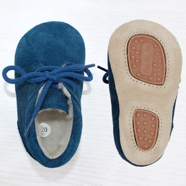Pololo Für die ersten Schritte – “Porto” der Barfuß Kleinkinderschuh Wollgefüttert blau Letzter Tag