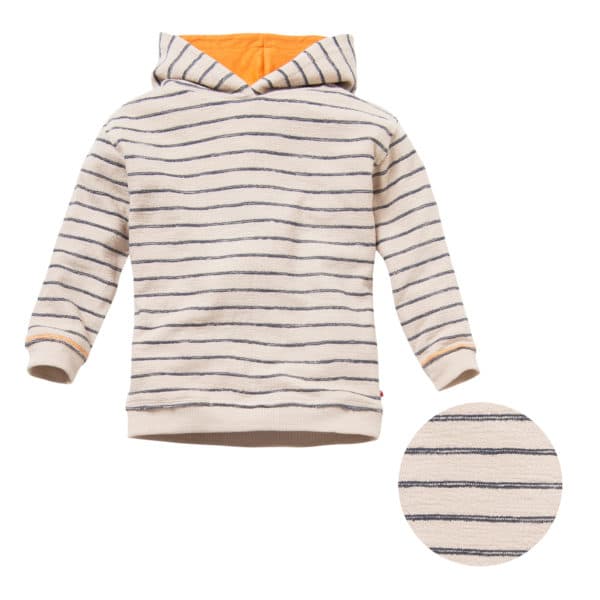 Pololo People Wear Organic Sweat-Hoodie beige-blau geringelt, aus Bio-Baumwolle Zeitbegrenzte Promotion