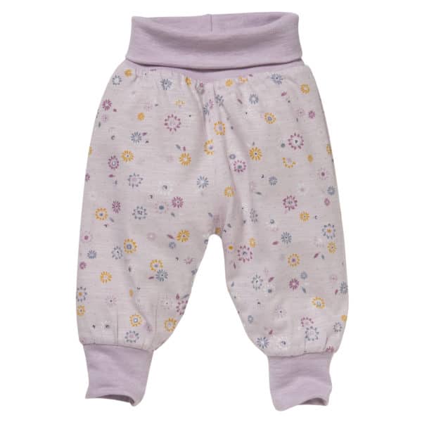 Pololo People Wear Organic Kinder Wendehose, beige-blass violett bedruckt, aus Bio-Baumwolle Bis zu 65% Rabatt