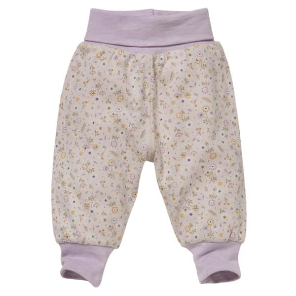 Pololo People Wear Organic Kinder Wendehose, beige-blass violett bedruckt, aus Bio-Baumwolle Bis zu 65% Rabatt