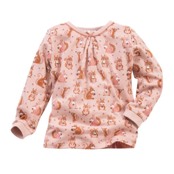 Pololo People Wear Organic Langarm-Pyjama “Eichhörnchen”, rosa, Baumwolle (Bio) Vierteljährliche Förderung