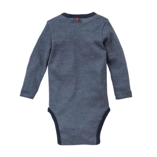 Pololo People Wear Organic Wolle-Seide Langarm-Body, dunkelblau geringelt Kostenloser Versand international
