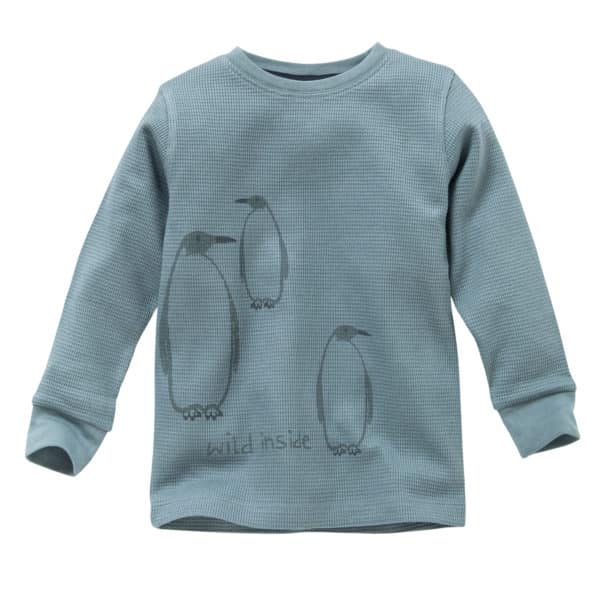 Pololo People Wear Organic Langarm-Pyjama “Pinguin”, blau/bedruckt, aus 100% Baumwolle (Bio) Fabrikladen