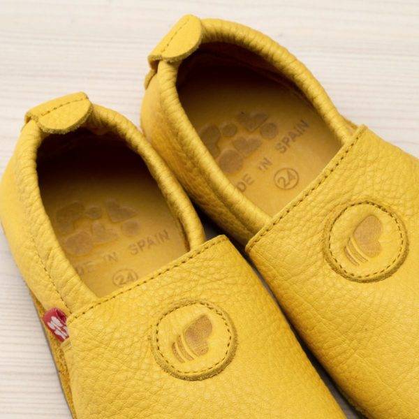 Pololo Barfuß Hausschuh Leder Uni Gelb Im Verkauf