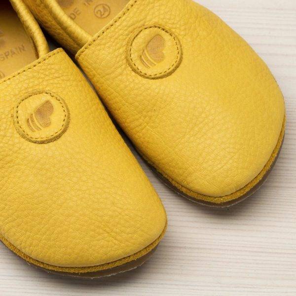 Pololo Barfuß Hausschuh Leder Uni Gelb Im Verkauf