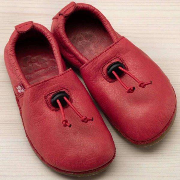 Pololo Barfußhausschuh Leder Rot mit Kordelstopper Verkauf