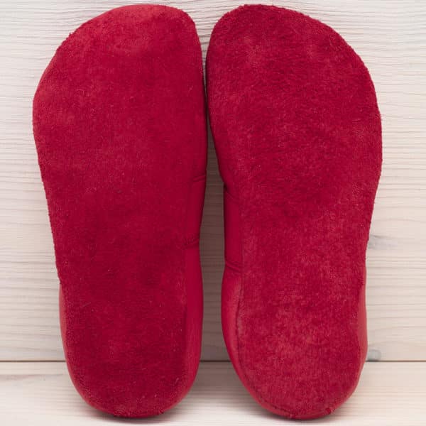 Pololo Barfußhausschuh Leder Rot mit Kordelstopper Verkauf
