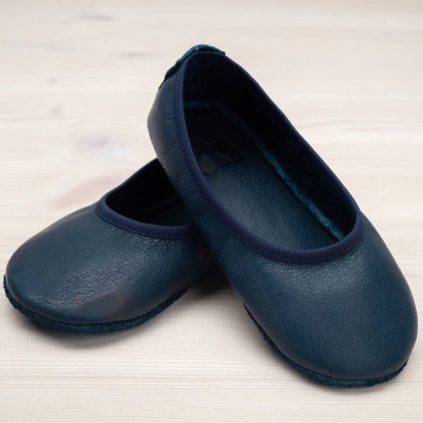 Pololo Hausschuh Ballerina Leder Blau Hotsell