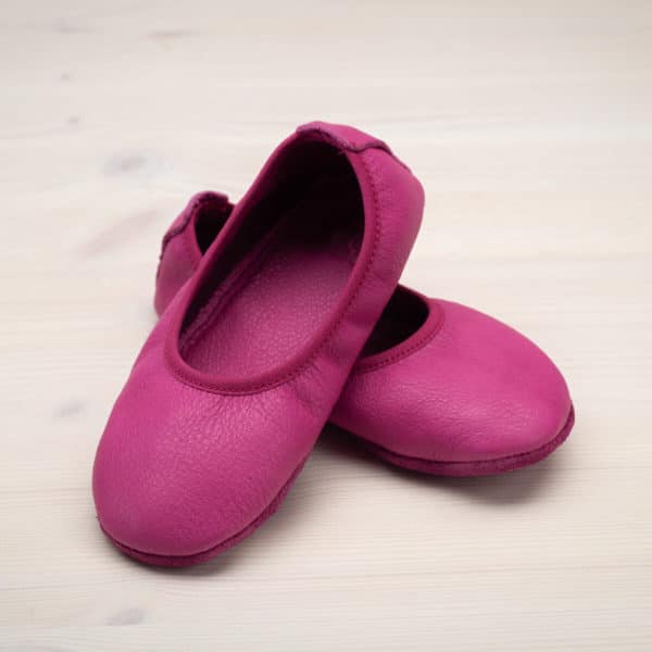 Pololo Hausschuh Ballerina Leder Pink Schlussverkauf