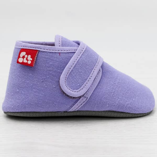 Pololo Barfuß Hausschuh mit Klettverschluss – lila Fabrik Onlineshop