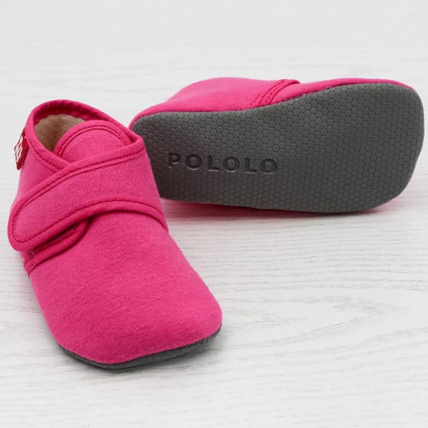 Pololo Barfuß Hausschuh mit Klettverschluss – pink Fabrikpreis