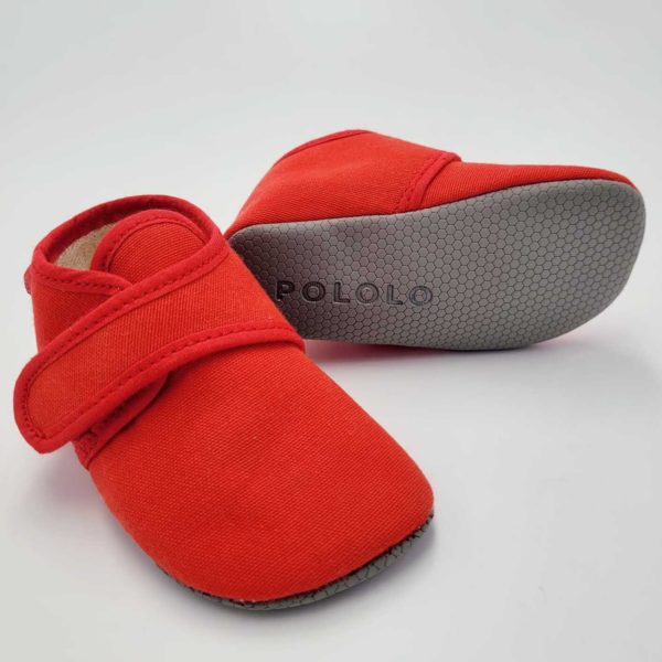 Pololo Barfuß Hausschuh mit Klettverschluss – rot Sonderangebot