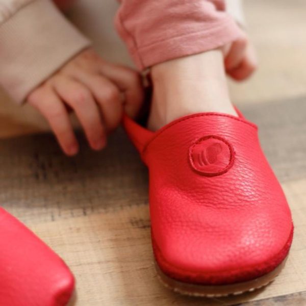 Pololo Barfußschuh Uni Leder Rot Jubiläumsangebot