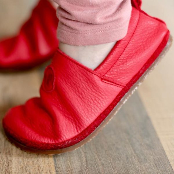 Pololo Barfußschuh Uni Leder Rot Jubiläumsangebot