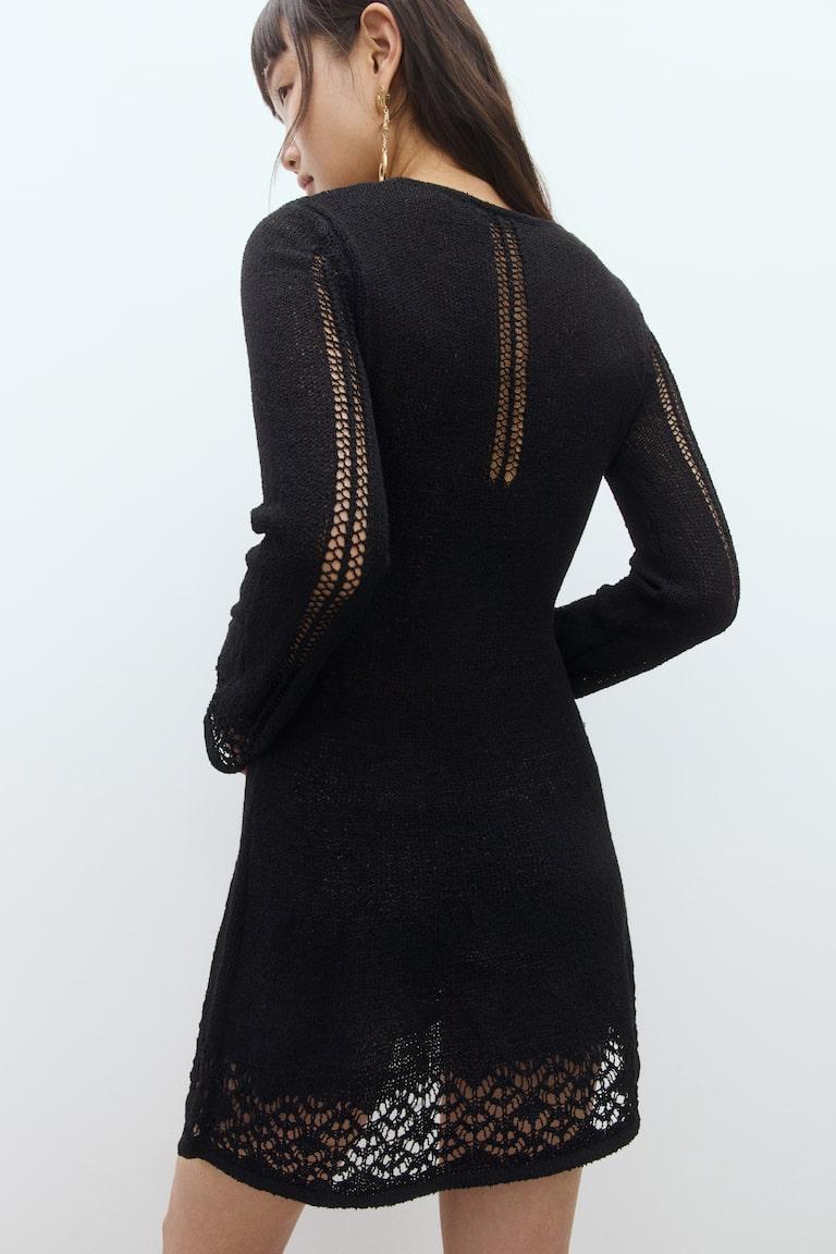 H&M Minikleid in Ajourstrick Kostenloser Versand