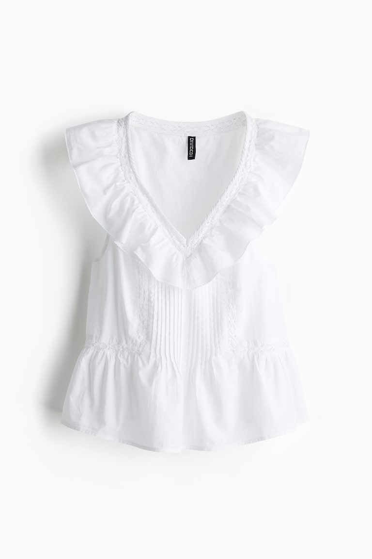 H&M Baumwolltop mit Volant Flash Sale