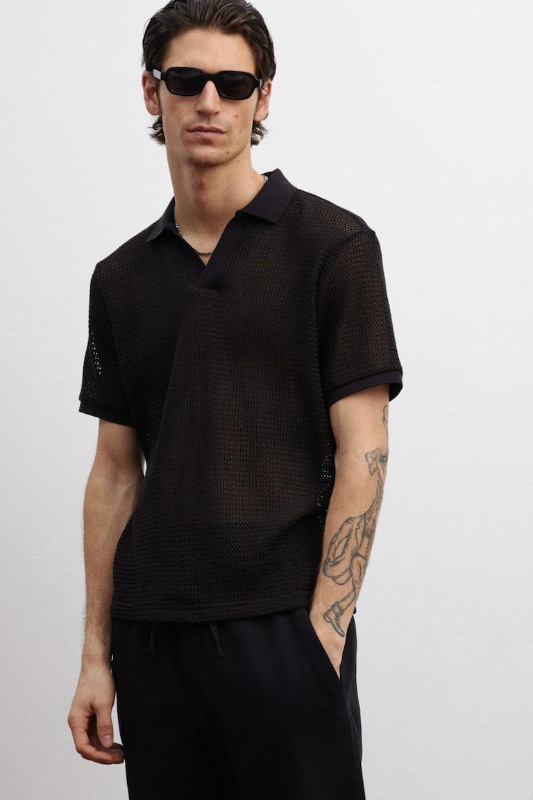 H&M Poloshirt in Ajourstrick Regular Fit Online Shopping