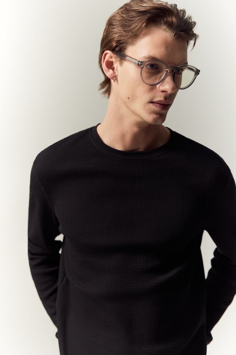 H&M Shirt aus Waffeljersey in Slim Fit Nur für heute