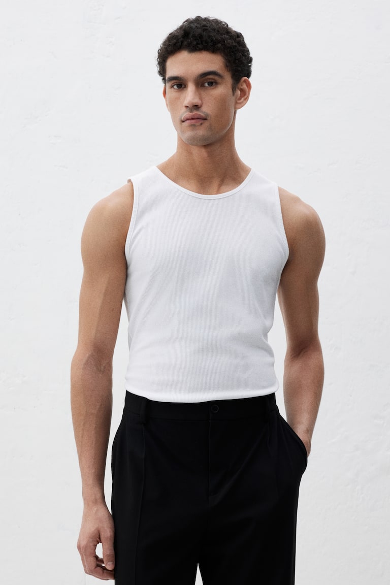 H&M Geripptes Tanktop in Slim Fit Sonderangebot der Fabrik