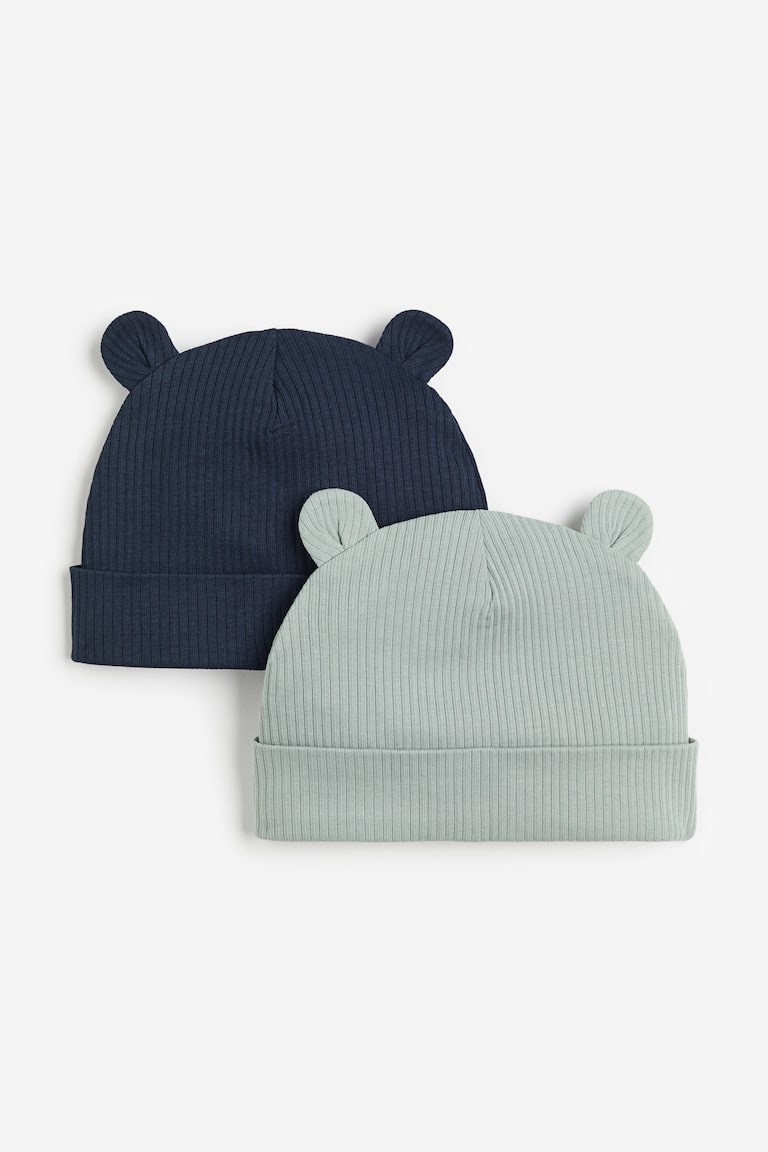 H&M 2er-Pack Gerippte Beanies mit Ohren Flash Sale