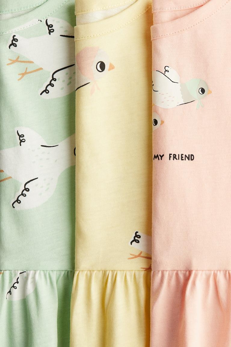 H&M 3er-Pack Bedruckte Baumwollkleider Super Sparpreis