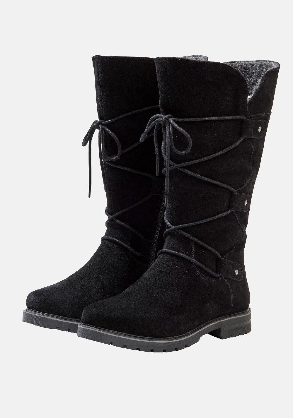 sheego Weitschaftstiefel aus Veloursleder mit Schnürung Letzte 3 Tage