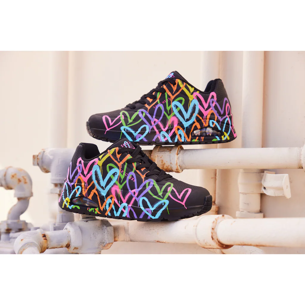 Skechers Sneaker »UNO - HIGHLIGHT LOVE« Freizeitschuh Halbschuh Schnürschuh mit Herzchen-Print ▷ für Neuheiten