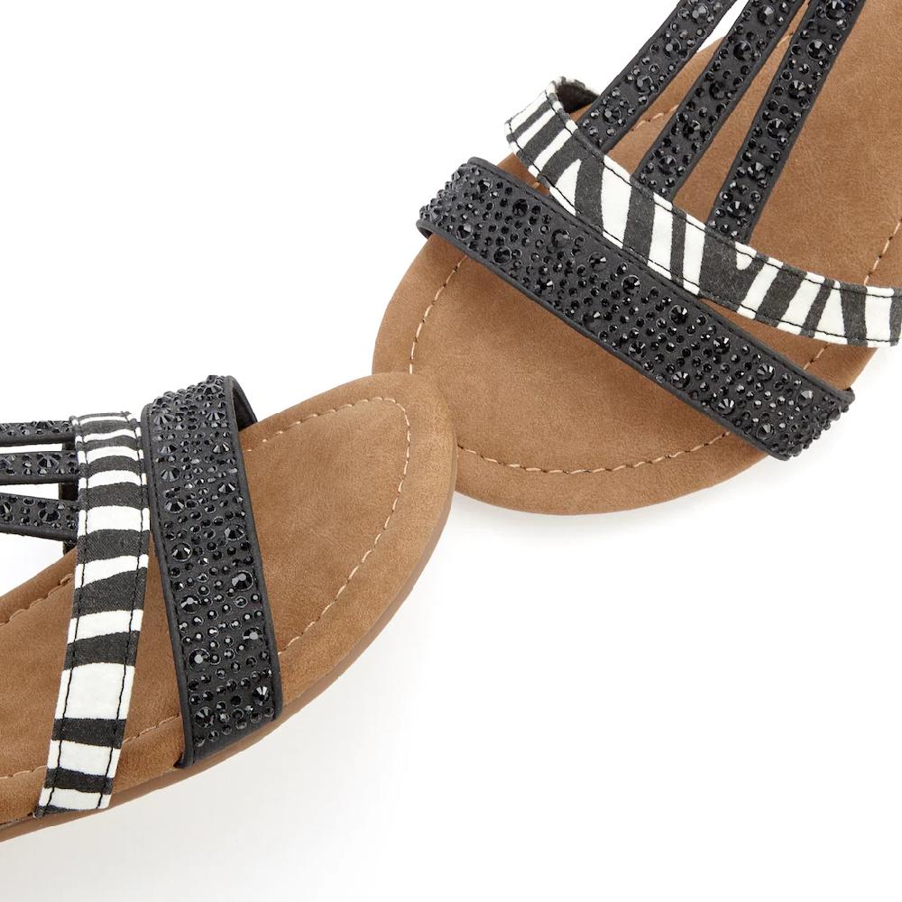 LASCANA Sandale Sandalette Sommerschuh mit Verzierung und kleinem Keilabsatz VEGAN Super Sparpreis