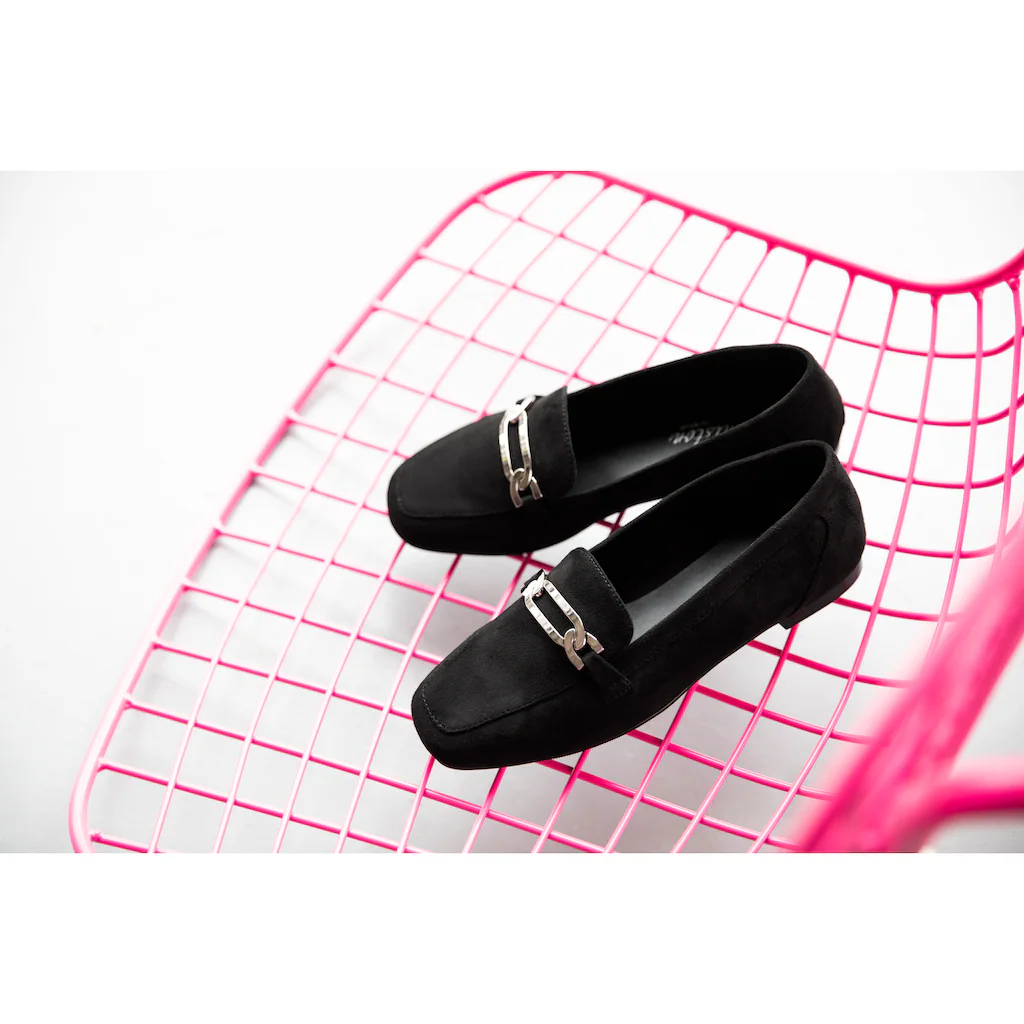 Aniston SHOES Loafer Slipper Schlupfschuh Flat Schmuckspange - NEUE KOLLEKTION Vatertagsangebot