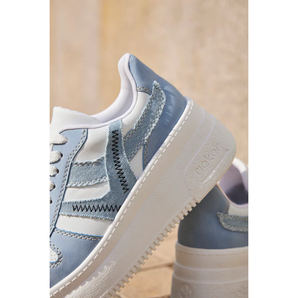 Rieker Plateausneaker Freizeitschuh Halbschuh Schnürschuh mit gepolstertem Schaftrand online bestellen Super Sparpreis