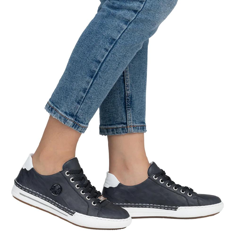 Rieker Plateausneaker Schnürschuh Halbschuh Freizeitschuh mit weißer Rahmennaht ▷ für Bis zu 50% Rabatt