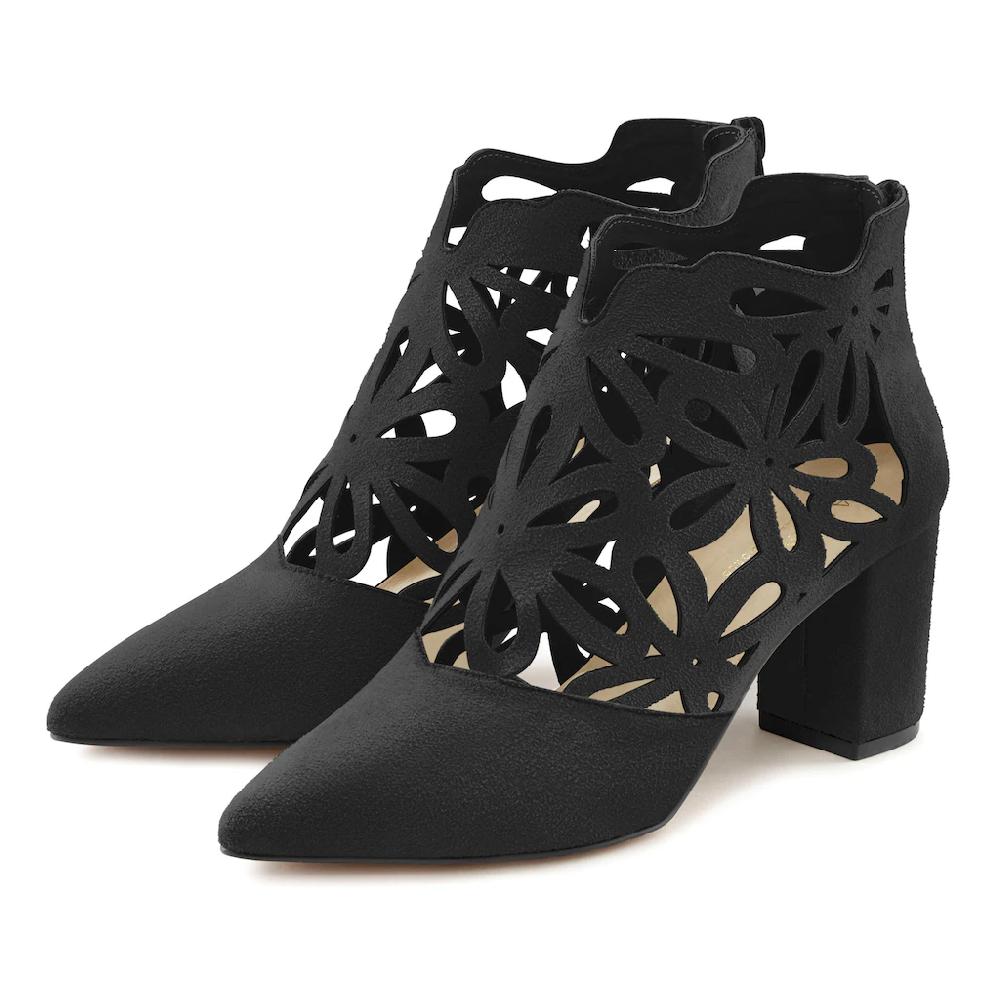 LASCANA High-Heel-Stiefelette mit femininer Spitze und Blockabsatz Ankle Boot Stiefel Rabatt