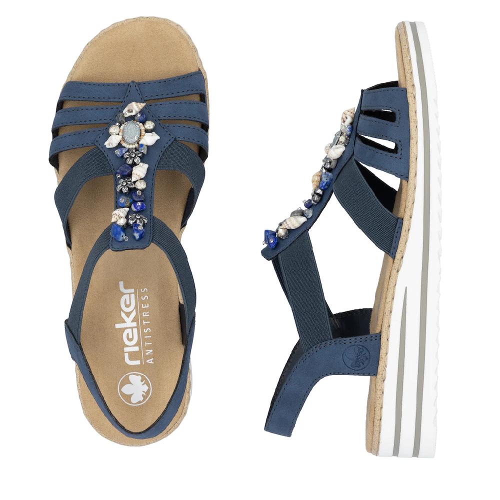 Rieker Riemchensandale Sommerschuh Sandalette Keilabsatz mit sommerlicher Verzierung kaufen Exklusivangebot