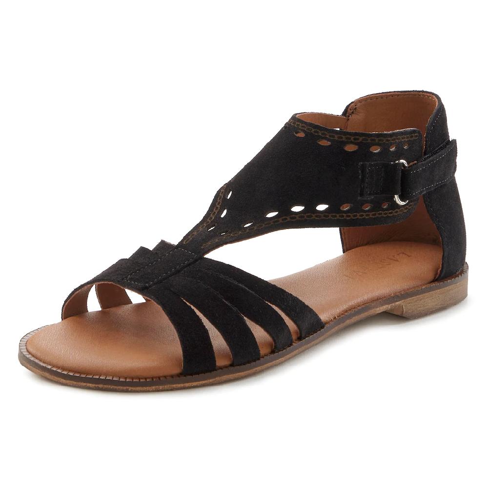 LASCANA Sandale Sandalette Sommerschuh aus hochwertigem Leder mit kleinen Cut-Outs Preisnachlass