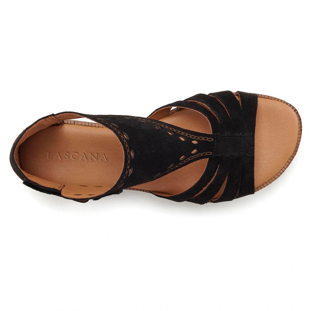 LASCANA Sandale Sandalette Sommerschuh aus hochwertigem Leder mit kleinen Cut-Outs Preisnachlass