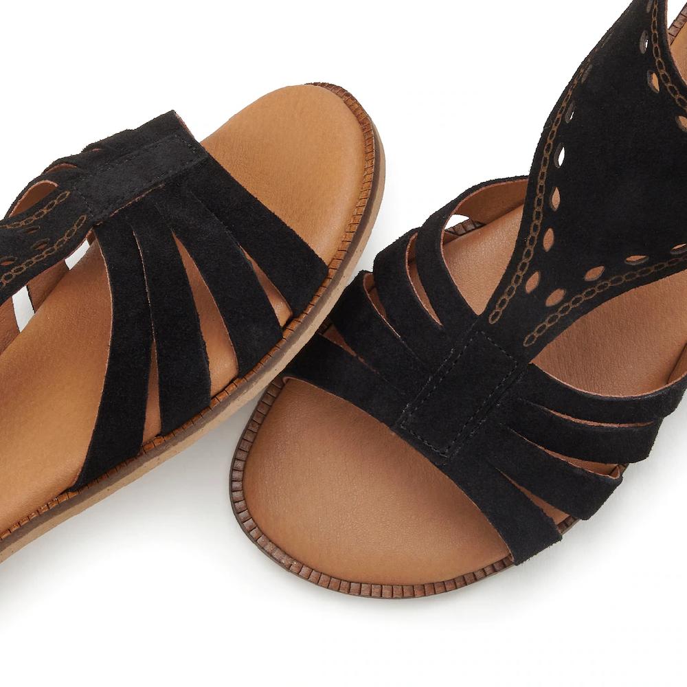 LASCANA Sandale Sandalette Sommerschuh aus hochwertigem Leder mit kleinen Cut-Outs Preisnachlass