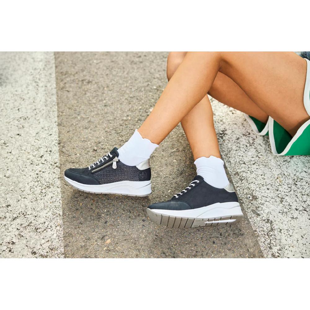 Rieker Keilsneaker Halbschuh Schnürschuh Freizeitschuh mit Lettern bedruckt kaufen Kostenloser Versand