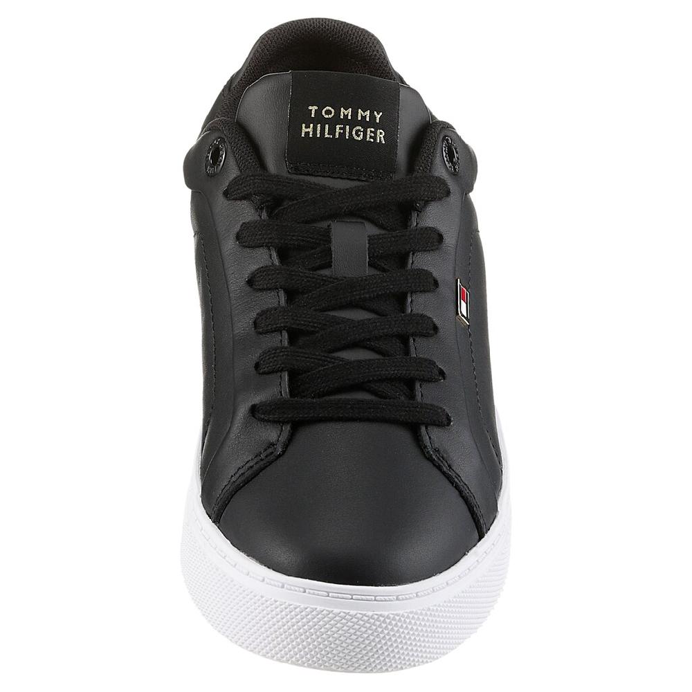 Tommy Hilfiger Plateausneaker »WOMENS ICON COURT SNEAKER FLAG« Freizeitschuh Schnürschuh Halbschuh mit gepolstertem Schaftrand ▷ für Fabrikpreis