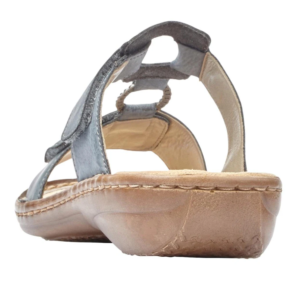 Rieker Pantolette Keilabsatz Sommerschuh Schlappen mit Schmuckring kaufen Outlet