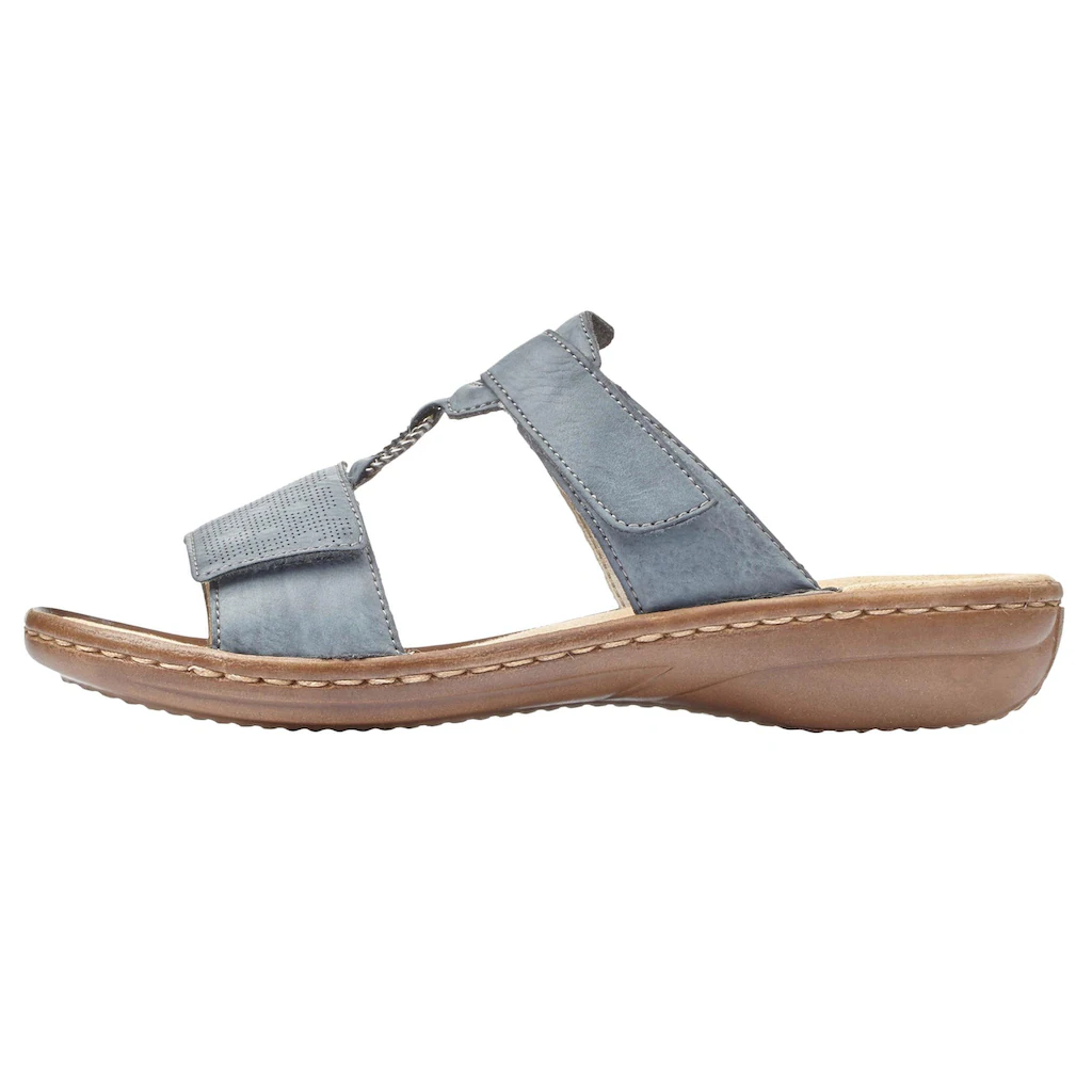 Rieker Pantolette Keilabsatz Sommerschuh Schlappen mit Schmuckring kaufen Outlet