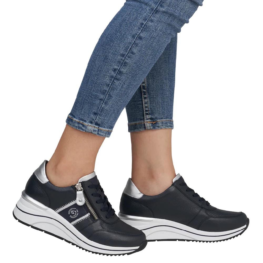 Remonte Keilsneaker Freizeitschuh Halbschuh Schnürschuh mit Metallic-Kontrastbesätzen kaufen Fabrik Onlineshop