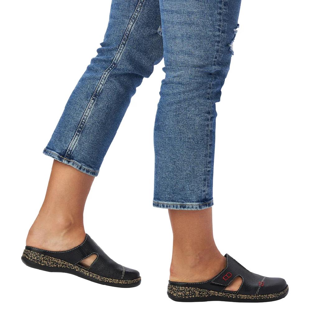 (Rieker Clog Hausschuh Sommerschuh Schlupfschuh mit praktischem Klettverschluss Vatertagsangebot