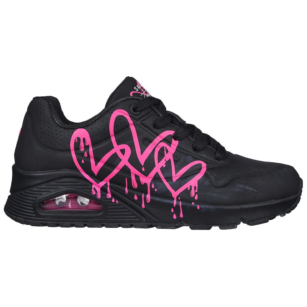 Skechers Sneaker »UNO DRIPPING IN LOVE« mit Herzen-Graffity-Print Freizeitschuh Halbschuh Schnürschuh bestellen Sonderangebote