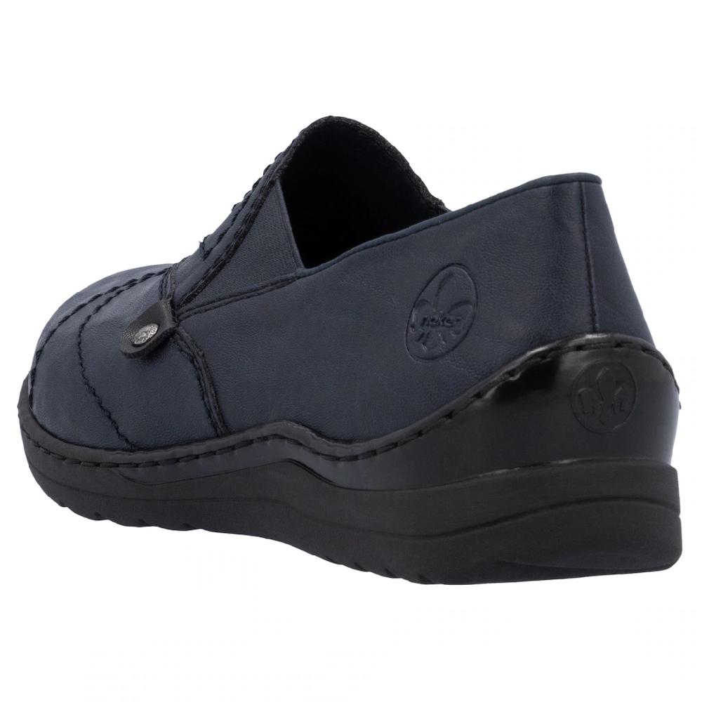 Rieker Slipper Schlupfschuh Halbschuh Slip on mit Stretcheinsatz und Ziersteppung kaufen Online