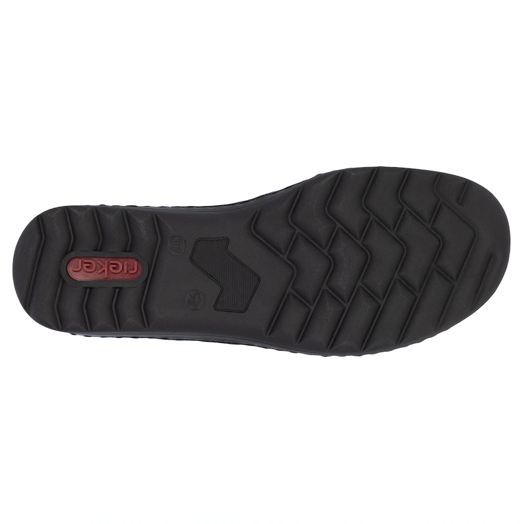 Rieker Slipper Schlupfschuh Halbschuh Slip on mit Stretcheinsatz und Ziersteppung kaufen Online