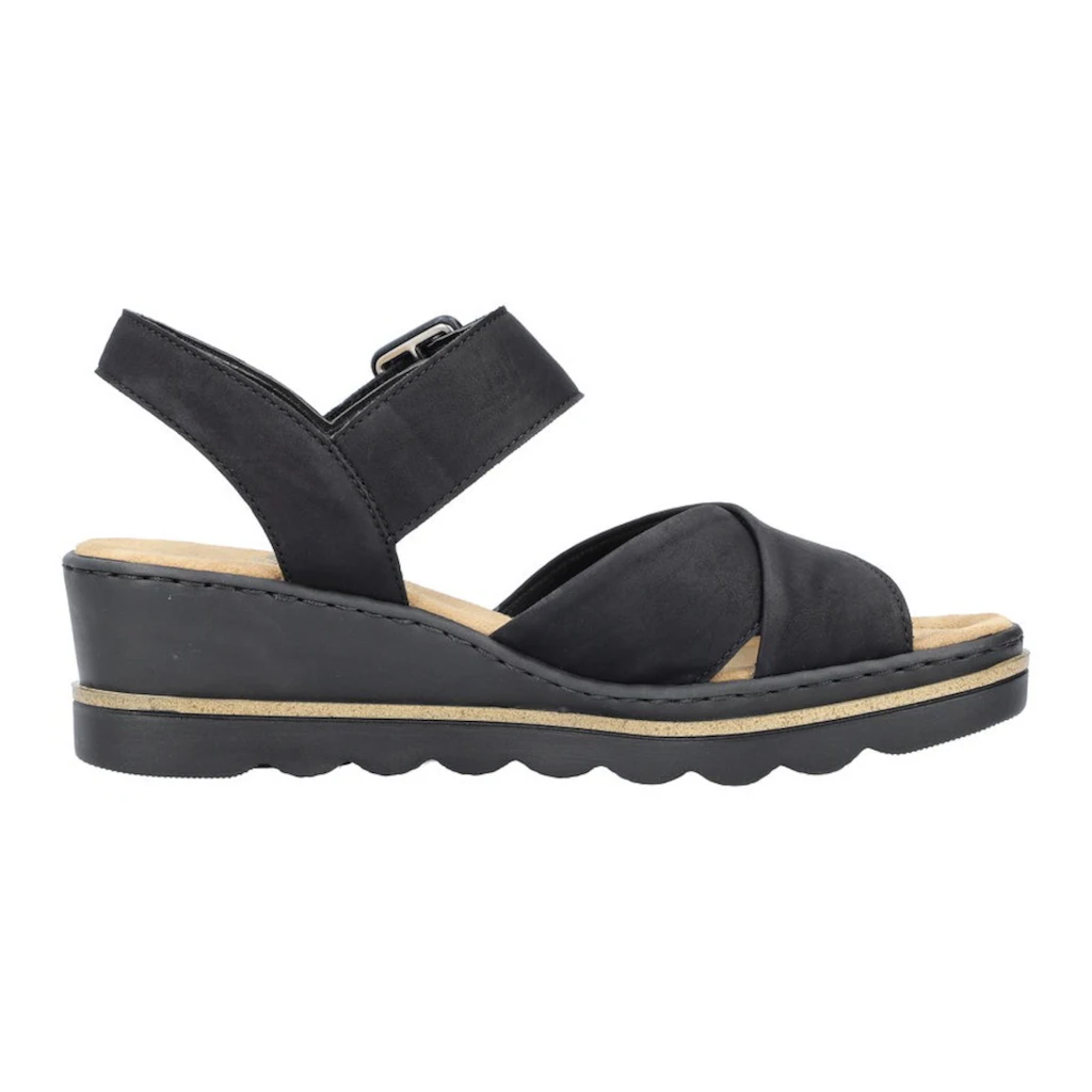 Rieker Keilsandalette Sommerschuh Sandale Keilabsatz mit gekreuzten Bandagen bestellen Fabrik Onlineshop