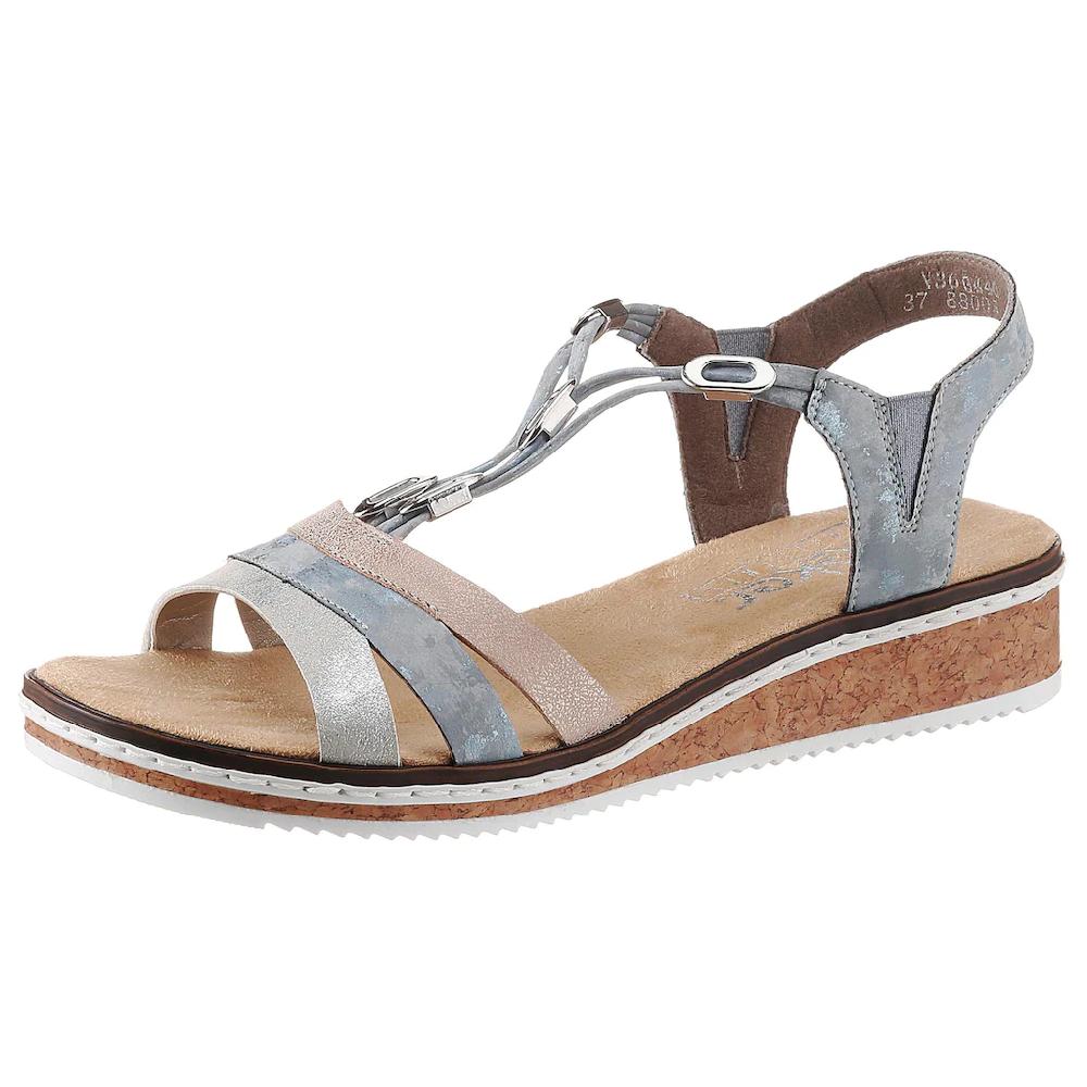 Rieker Riemchensandale Sommerschuh Sandalette Keilabsatz mit dezenter Schmuckverzierung online kaufen Fabrikpreis